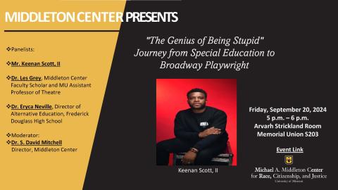 Picture of Playwright Keenan Scott, II and event information